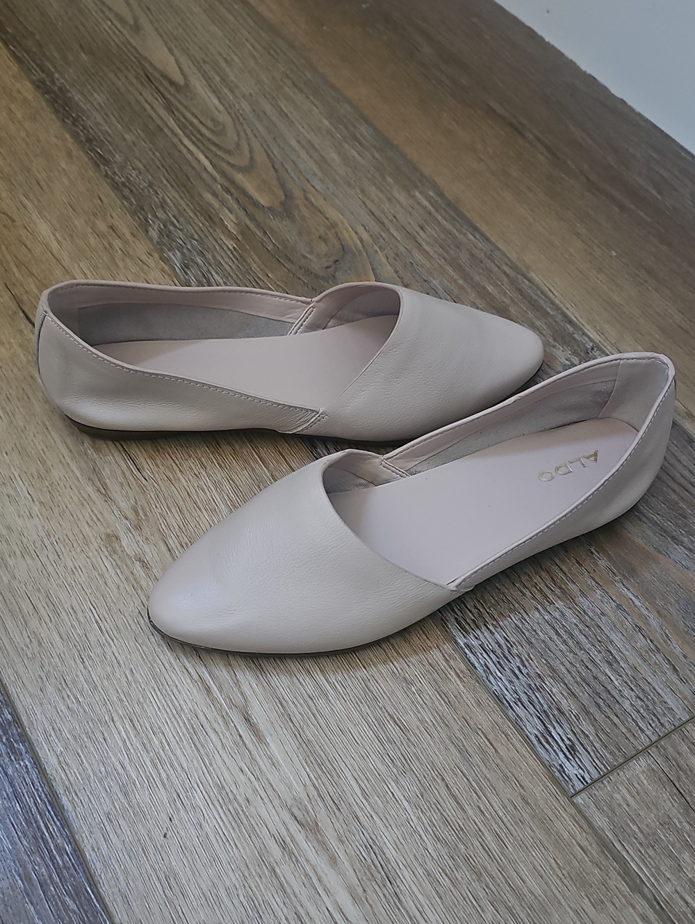 ALDO Blush Beige Pointed-Toe Leather Flats